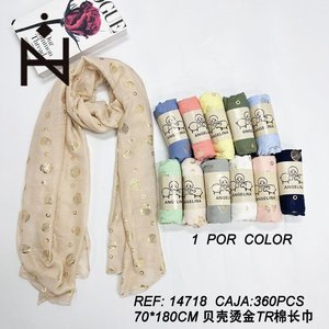 Sciarpa Lunga in Cotone TR con Motivo a Conchiglia Angelina e Lamina d'Oro 70x180cm, Accessorio di Moda - Product Image 3