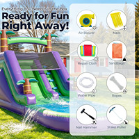 Toboggan aquatique gonflable commercial en PVC pour extérieur, jardin, adultes et enfants, avec piscine à jets d'eau et souffleur