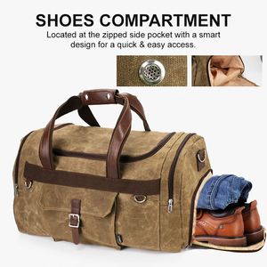 Échantillon gratuit Sac de voyage en toile cirée imperméable de grande capacité personnalisé avec compartiment pour chaussures - Product Image 6