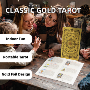 Jeu de cartes de tarot Hanshin New Classic en plastique, 78 cartes, dorées, imperméables, écologiques, durables, portables, avec boîte cadeau - Product Image 2