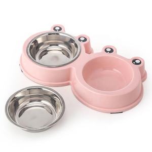 Mangkuk ganda anjing kecil yang ramah lingkungan bentuk kodok lucu plastik & baja tahan karat mangkuk pencampur makanan kucing peliharaan perlengkapan ODM - Product Image 5
