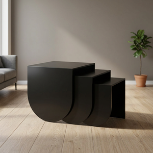 High Quality Set of 3 Modern Metal Accent Side <b>Tables</b> Unique Design with <b>Foldable</b> Feature for Living Room & Home Furniture - Product Image 5