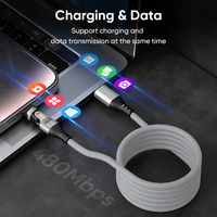 Cable de Datos USB-C de 240W, Carga Rápida de 5A, Transferencia de Datos de 480mbps, Conector Giratorio Tipo C, Cable Autoenrollable de Nailon Trenzado