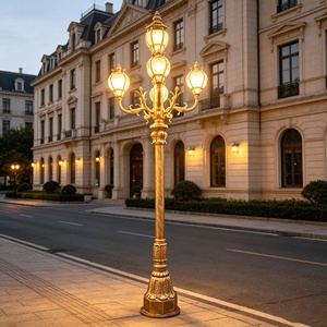 Lampadaire de jardin en aluminium LED de style rétro européen, grand modèle, en fonte, pour extérieur - Product Image 5