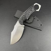 Kampftaschenmesser aus Edelstahl mit G10-Griff, feststehender Klinge aus Damaszenerstahl für Angeln, Survival und industriellen Einsatz – Karambit