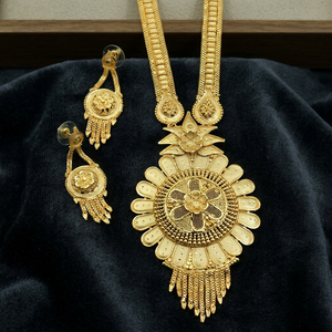 ชุดสร้อยคอยาวและต่างหูทองชุบ 14K 18K 24K ลายดอกไม้ขนาดเล็ก สำหรับงานแต่งงาน ขายส่งสำหรับผู้หญิง - Product Image 2