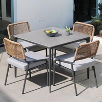 Ensemble de mobilier de jardin en aluminium imperméable, moderne et écologique, avec table et chaises en rotin pour cour extérieure - Vente en gros