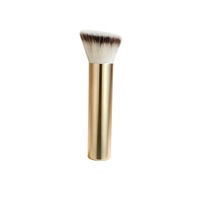 Pinceau de maquillage Kabuki angulaire doré avec tête plate et poils synthétiques doux pour un estompage professionnel du fond de teint - Outil de beauté