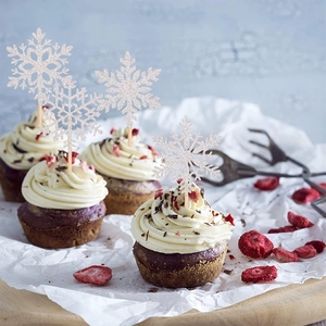 Winter Snowflake Cake Toppers Set with Sparkling Glitter Effect <b>for</b> Christmas <b>Cupcake</b> Decorations and Elegant Holiday Party - Product Image 5