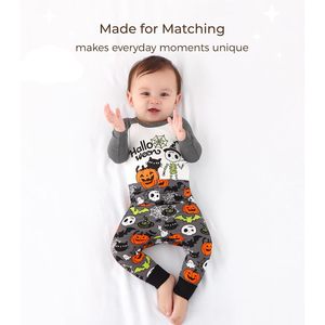 Pijamas para bebé, liquidación de existencias, conjunto de mono y pantalón de Halloween, conjunto de algodón suave de manga larga para bebés, niñas y niños pequeños - Product Image 5