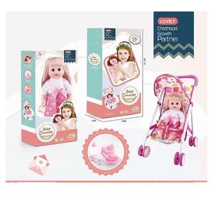 Poussette de bébé pliable avec accessoires pour filles, jouet, ensemble de poupées, fonction eau hydratante, de 18 ou 16 pouces
