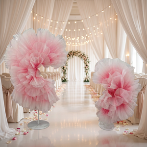 ดอกไม้ผ้าสีชมพูขนาดใหญ่ทำมือสำหรับงานแต่งงาน LEDA Giant Wedding Event Party ใช้ตกแต่งฉากหลังทางเดินในงานแต่งงาน - Product Image 1