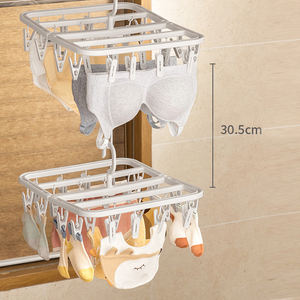 Venta caliente Clip plegable Colgador de goteo 32-Clips <span class=keywords><strong>Blanco</strong></span> Apilable Colgando Tendedero para <span class=keywords><strong>ropa</strong></span> Calcetines-para balcón Desmontable - Product Image 6