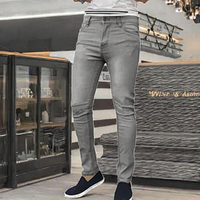 Jean slim vintage Mad Ink pour homme, taille mi-haute, denim super extensible, coupe crayon, toutes tailles (36W X 34L Gris)