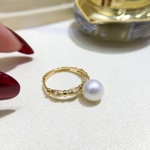 Base para Anillo de Perlas DIY de Plata S925 con Cuentas Redondas de 8-10 mm, Accesorios de Joyería de Moda 10010 - Product Image 3