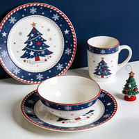 Vaisselle de Noël en céramique personnalisée, ensemble de vaisselle, assiette créative pour la maison à steak et pâtes de style occidental, bol à salade jetable