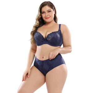 Soutiens-gorge ultra-minces de grande taille E Cup Style européen et américain Sexy licou col dentelle soutien-gorge culotte ensemble pour l'été - Product Image 1
