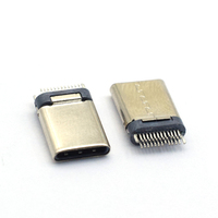 Connecteur universel mâle USB Type-C 24 broches pour montage sur carte en contreplaqué, 5A 30V