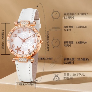 Ensemble de montres élégantes pour femmes, ensemble de bijoux à fleurs noires, montre-bracelet à quartz pour femmes, collier, boucles d'oreilles, bracelet, ensemble cadeau - Product Image 5