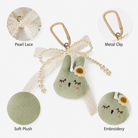 Porte-clés Lapin en Peluche Mignon Fait Main avec Nœud, Breloque pour Sac, Voiture, Clés, Sac à Dos