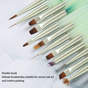 12 शैली हरी ऐक्रेलिक हैंडल नायलॉन नाखून सेट नाखून कला फ्लैट लाइनर पेंटिंग क्रिस्टल ऐक्रेलिक पतली ड्राइंग पेन मैनीक्योर जेल - Product Image 4