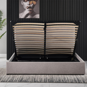 उच्च हेडबोर्ड के साथ मखमली कपड़े किंग बिस्तर फ्रेम - Product Image 4