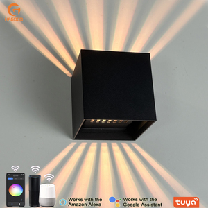 โคมไฟติดผนังในร่ม รูปทรงสี่เหลี่ยม แหล่งกำเนิดแสง LED อลูมิเนียม IP65 สำหรับใช้งานกลางแจ้ง ขั้วหลอด Gu10 สำหรับตกแต่งสวนบ้าน - Product Image 1