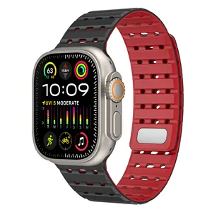 Новое поступление, 2 цвета, дышащий Магнитный силиконовый ремешок для Apple Smart Watch 42/44/45/49, спортивные