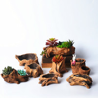 Pot de fleurs spécial racine d'arbre en ciment, pot de souche de jardinière de bassin pour succulente, pot de plante en ciment pour jardin maison
