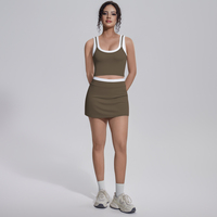 Ensemble de yoga pour femmes avec effet push-up, anti-transpiration, soutien-gorge de sport très élastique, leggings, robe de tennis, tenue de sport, ensemble de 6 pièces