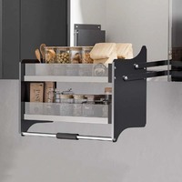 Cesto Elevatório Moderno para Armazenamento de Acessórios de Cozinha de Hotel, Organizadores de Prateleiras de Armário Retráteis, Cesto Retrátil para Temperos, Ecológico