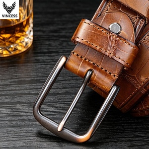 VINCESS Cintura in Pelle di Lusso per <span class=keywords><strong>Uomo</strong></span>, Produttore di Cinture in Pelle di Vacchetta Fatte a Mano con Logo Personalizzato per Lavoro e Abbigliamento Business - Product Image 3
