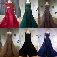 Serene Hill LA72710 Rosa Langarm-Abendkleider mit Perlenbesatz und abnehmbarem Überrock, formelle Partykleider für Damen 2026