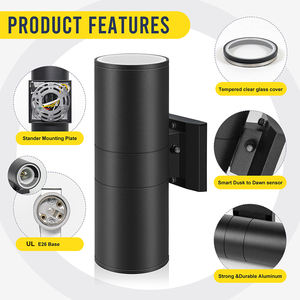 ETL AC 110V 240V ทันสมัยกันน้ำพลบค่ำถึงรุ่งอรุณเซ็นเซอร์เคลื่อนไหวไฟผนังกลางแจ้งสำหรับสวน - Product Image 3