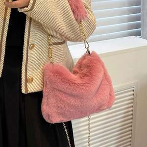 Sac à main et sac bandoulière en peluche pour femme, mode automne/hiver, avec bandoulière amovible, I-0659 - Product Image 4