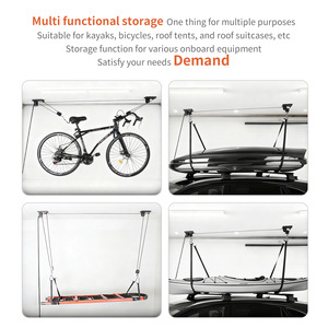 Support <span class=keywords><strong>de</strong></span> <span class=keywords><strong>toit</strong></span> en acier avec poulie pour kayak <span class=keywords><strong>et</strong></span> vélo, rangement suspendu pour garage souterrain, boîte <span class=keywords><strong>de</strong></span> rangement au plafond, ajustement standard - Product Image 3