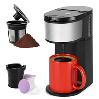 Machine à café domestique 2-en-1 à dose unique pour capsules K-Cup, mini-machine électrique de 6 à 14 oz, noire, avec moulin à café intégré pour une tasse