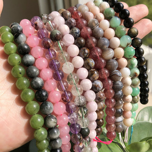 Perles en pierre naturelle <span class=keywords><strong>de</strong></span> haute qualité 6/8/10MM (Quartz Rose/Jade/<span class=keywords><strong>Malachite</strong></span>) pour la fabrication <span class=keywords><strong>de</strong></span> bijoux, 7,5'' Kuoyu F03598-F03610 - Product Image 6