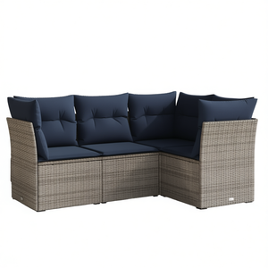 Conjunto de Sofá de Patio de Ratán Sintético Gris con Cojines, Muebles de Exterior Duraderos para 4 Personas, Diseño Contemporáneo - Product Image 1