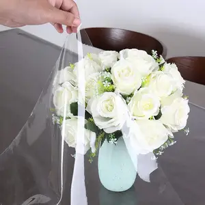 Toalha de mesa impermeável, capa transparente de folha de vinil transparente para proteção de mesa