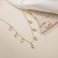 Collier élégant pour femme en zircon couleur cuivre, forme goutte d'eau, plaqué or 18 carats, chaîne Figaro, micro-incrustation, style luxe léger