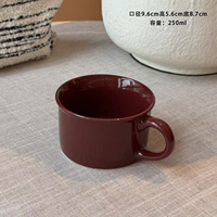 Mug à café en céramique rouge Bourgogne brillant de 250 ml et 380 ml, tasse à café ronde avec anse pour café, restaurant, maison