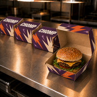 Boîtes à hot-dogs et burgers jetables personnalisées avec logo, écologiques, recyclables, biodégradables, avec pelliculage mat, de qualité alimentaire, avec poignée