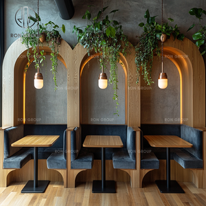 Nửa Vòng Tròn Cong Gỗ Nhà Hàng Bằng Gỗ Gian Hàng Chỗ Ngồi Bảng Đặt Ghế Sofa Đồ Nội Thất Gian Hàng Cho Quán Cà Phê Quán Cà Phê - Product Image 6