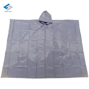 50"x80" Custom Grey Recycled PEVA Rain Poncho With GRS Standard For Adults