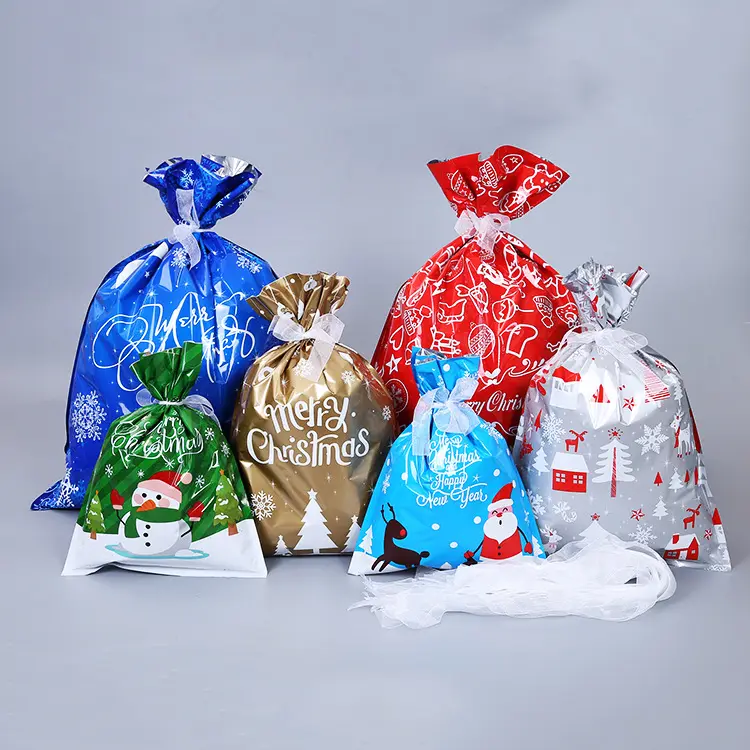 Sacchetti regalo di natale fiocco di neve biscotti di babbo natale sacchetto di caramelle decorazioni natalizie per la casa regali di natale di capodanno sacchetti di imballaggio