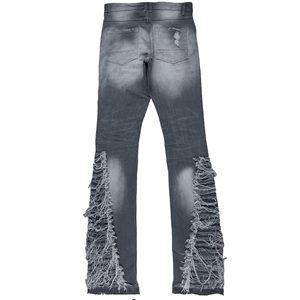 Gingtto <span class=keywords><strong>Jeans</strong></span> impilati <span class=keywords><strong>uomo</strong></span> Flare <span class=keywords><strong>Jeans</strong></span> strappati grigi bianchi Stretch <span class=keywords><strong>Jeans</strong></span> impilati dritti da <span class=keywords><strong>uomo</strong></span> - Product Image 3