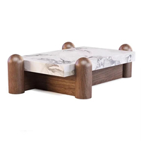 Mesa de Centro de Mármol Minimalista Italiana para Sala de Estar, Diseño de Alta Gama, Madera Sólida, Cuadrada, de Lujo