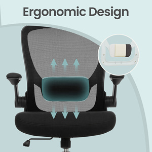 <span class=keywords><strong>Chaise</strong></span> de bureau ergonomique <span class=keywords><strong>SONGMICS</strong></span> avec support lombaire rembourré, siège de 53 cm, <span class=keywords><strong>chaise</strong></span> pivotante en maille avec accoudoirs pliables, <span class=keywords><strong>chaise</strong></span> de bureau noire - Product Image 4
