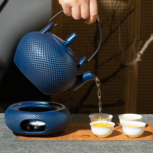 Traditional Chinese Ceramic <b>Tea</b> <b>Set</b> with Infuser 900ml Teapot and Lid Blue Design - Product Image 4
